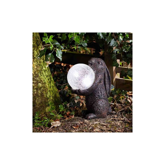 Solar Garden Magic Hare / Rabbit holding Colour Changing LED Ball Light