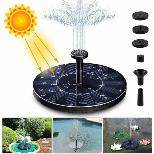Bearsu - Fountains for Ornamental Ponds Solar Fountain Pump, 1.4W 150L/h Solar Water Pump(Maximum 70CM) + 4 Nozzles, Mini Solar Pump for Decorative