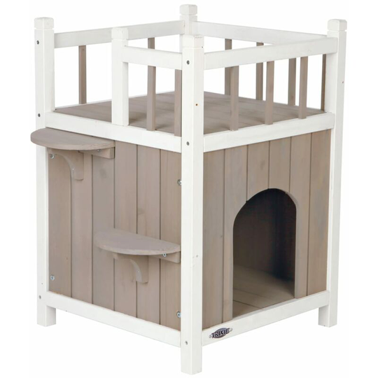 Natura Cat's Home with Balcony Grey and White TRIXIE