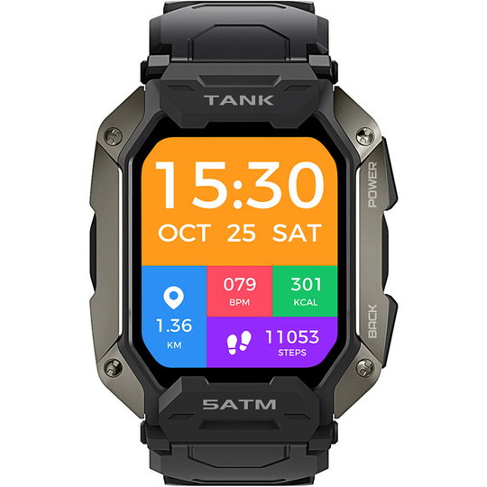 KOSPET TANK M1 Outdoor Sports Rugged Smartwatch 1.72'' 280*320 Full-touch Screen Tough Body 5ATM&IP69K Waterproof Heart Rate Monitor 50 Days Standby