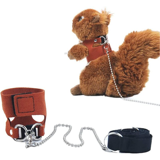 Modou - Small Animal Adjustable Leather Harness Soft Harness Soft Leash for Squirrels, Guinea Pigs and Rabbits