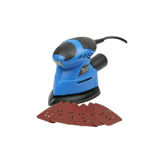 Electric Detail Sander Orbital Sander Palm Sander Mouse Sander 130W 12000RPM w/Dust Collection Box & Sanding Papers for Removing Paint, Preparing