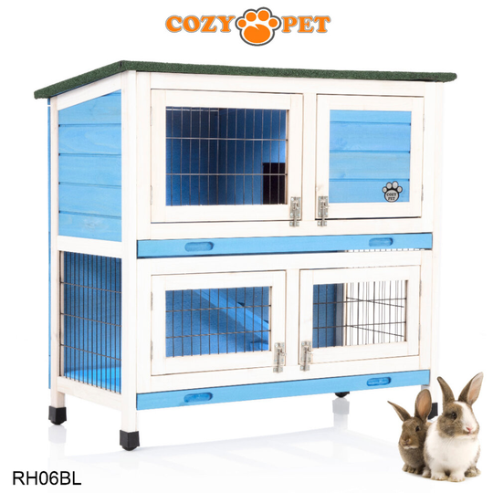 Rabbit Hutch 3ft Cozy Pet Blue Guinea Pig Hutches Run Ferret RH06BL