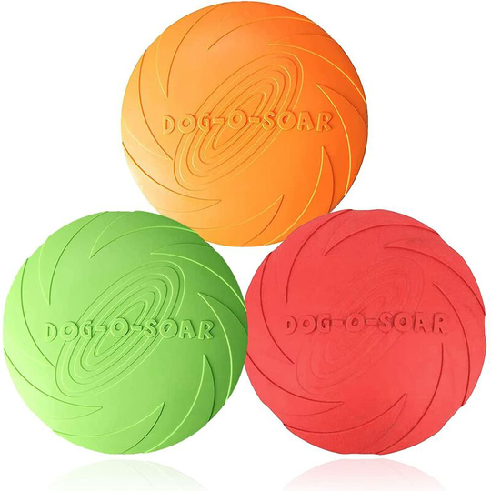 3 Pack Dog Frisbee 15cm Rubber Land Water Frisbee For Dog Training Throwing (Red+Orange+Green)
