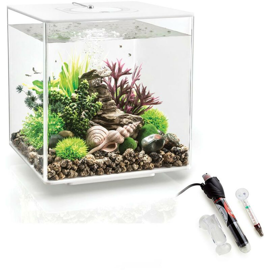 Biorb - cube 30L Aquarium White with mcr Lighting and Heater Pack