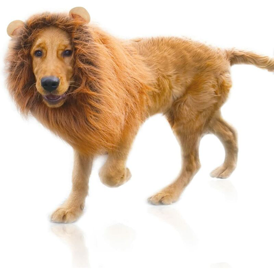 Dog Lion Mane Wig with Ears Adjustable Pet Cosplay Holiday Photo Shoots Party Lion Hat Party Activity Light Brown