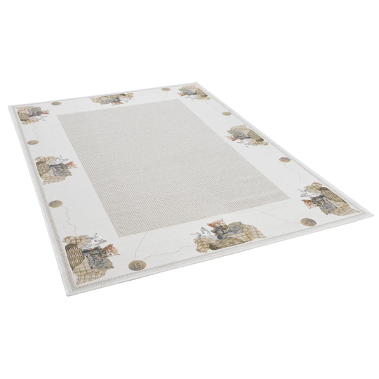 Flomi Kitten Cute Cat Flatweave Grey/Beige/Brown Rug