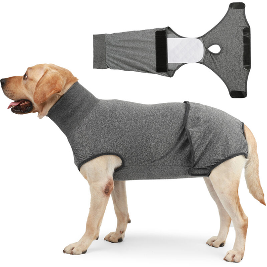 Dog Surgical Recovery Suit Anti-Leak Protective Suit Abdominal Injury Collar e Alternative Pet Surgical Garment Cat-L