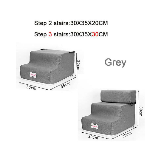 Dog stairs anti-slip removable pet 3 steps stairs for small dog cat dog house pet ramp ladder dog bed stairs pet supplies 3 step 30x35x30cm Grey