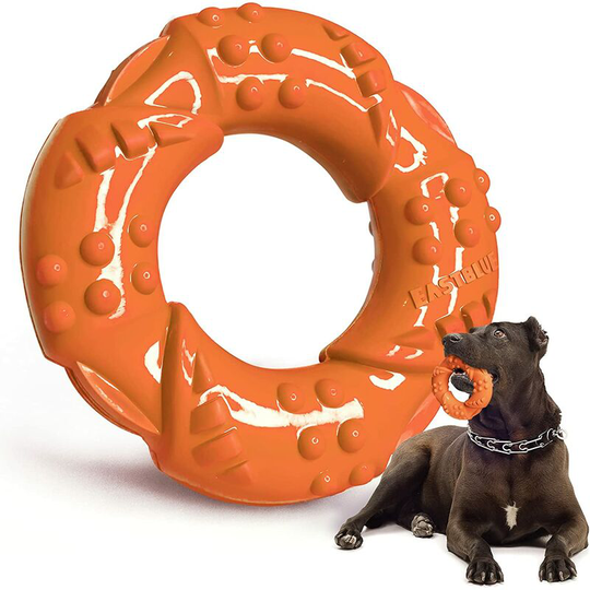 Dog chew toy for aggressive chewers: Almost Indestructible Ultra-Durable Natural Rubber Puppy Chew Toy for Medium and Large Breeds*2