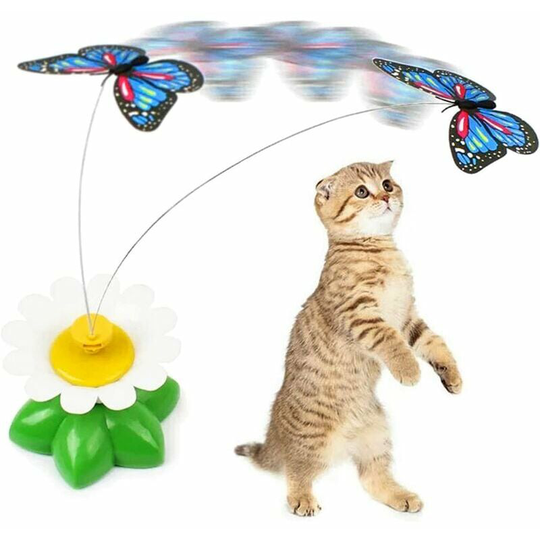 Jouet pour chat -Jouet interactif pour chat - Papillon - Exercice amusant - Électrique - Rotatif - Automatique - Jouet pour chat