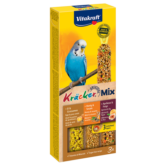 Vitakraft Budgies Crackers Trio-Mix - 3 Sticks: Egg/Apricot/Honey