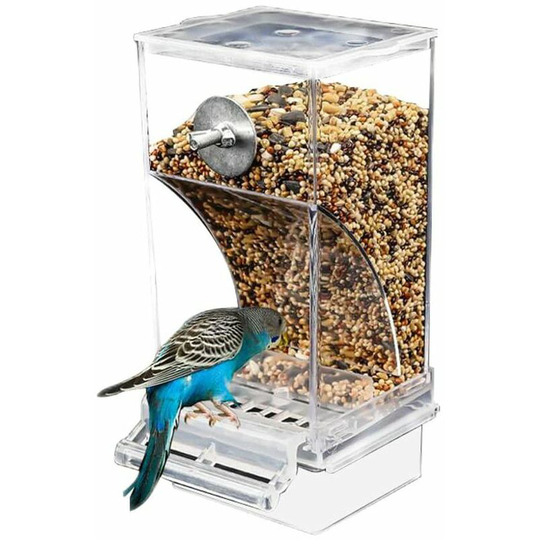 Automatic Splash Proof Bird Feeder, Birdcage Accessories, Food Container for Parakeets, Canaries, Cockatiels, Finches-