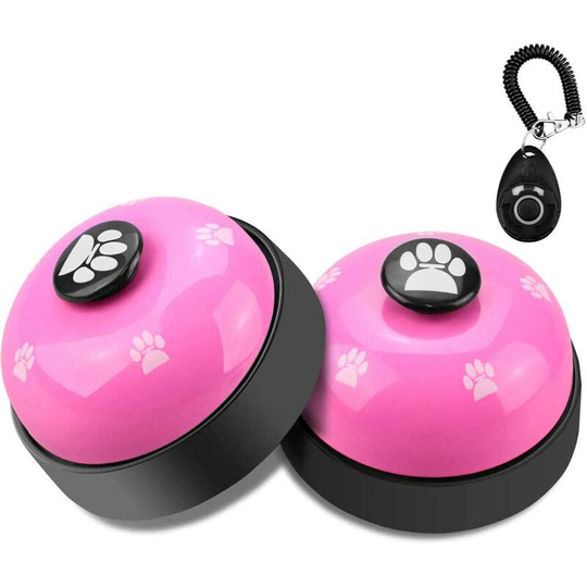 Bearsu - Dog Training Bell, Set of 2 Dog Puppy Pet Potty Training Bells, Dog Cat Door Bell Tell Bell with Non-Skid Rubber Base with Wrist Strap