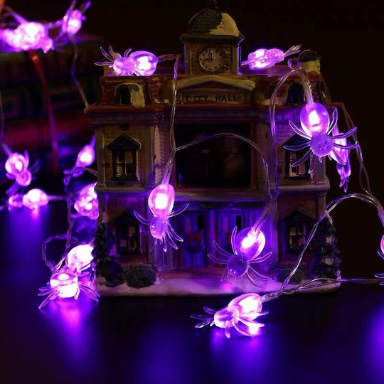 Rhafayre - Led Spider String Lights, Halloween String Lights 20 led 2M Waterproof, 8 Modes Battery Operated Party Decor for Garden Home Festival