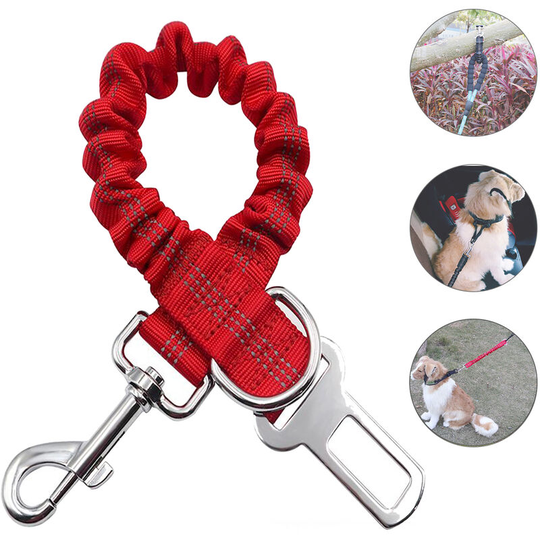 Superseller - Dog Seat Belt 3-in-1 Multifunctional Pet Safety Belt Reflective Dog Car Harness with Seatbelt Buckle D-ring 360° no Tangle Buckle, Red