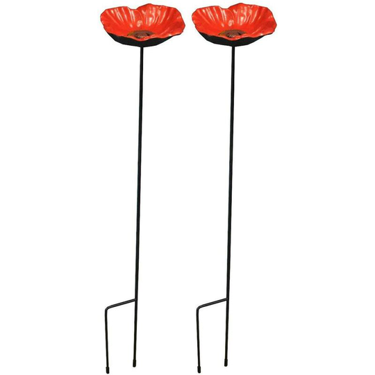 Cast Iron Poppy Dish Wild Bird Feeders (Set of 2)