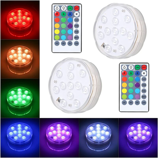 Aquarium Light 10 led Submersible Light Underwater Waterproof Light Multicolor Aquarium Diving Light Remote control Underwater Lamp for co.ukeshwater