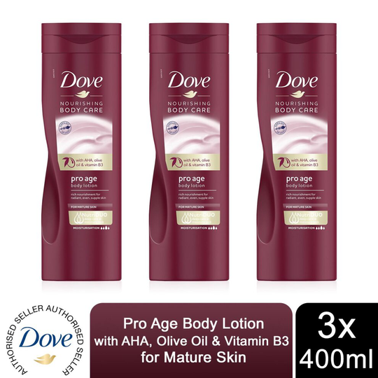 Dove Pro Age Body Lotion with AHA & Vitamin B3 For Mature Skin 3x400ml