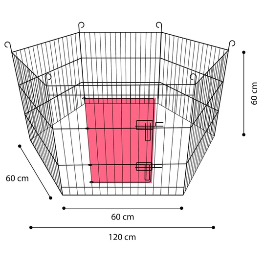 Flamingo 6 Piece Rabbit Playpen Hexagon 120 x 60cm Taupe