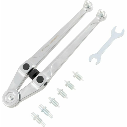 Adjustable Pin Spanner, Steel, 255mm Length, 20-100mm Jaw Capacity - Kennedy