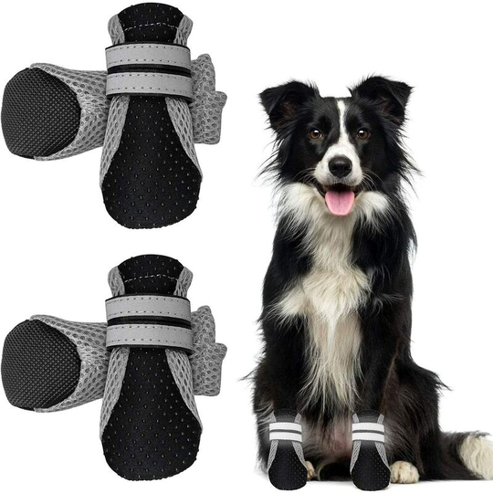 Protective Dog Boots, Breathable Dog Shoe, Non-Slip Breathable Pet Shoes for Small Medium Dogs (Black)