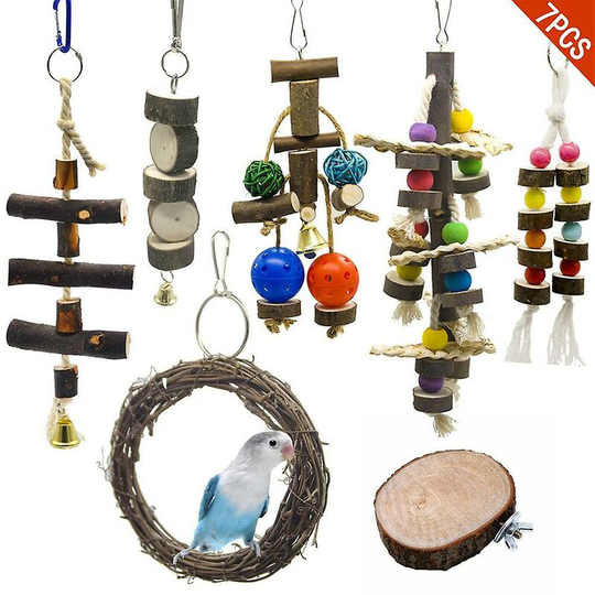 7 Pieces Full Log with Leather, Chewing Toy Set, Environmentally Friendly and Healthy Thsinde