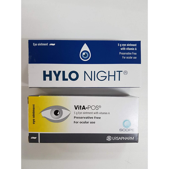 HYLO NIGHT - 4 Pack Bulk Buy Bundle - Vitamin A Eye Ointment