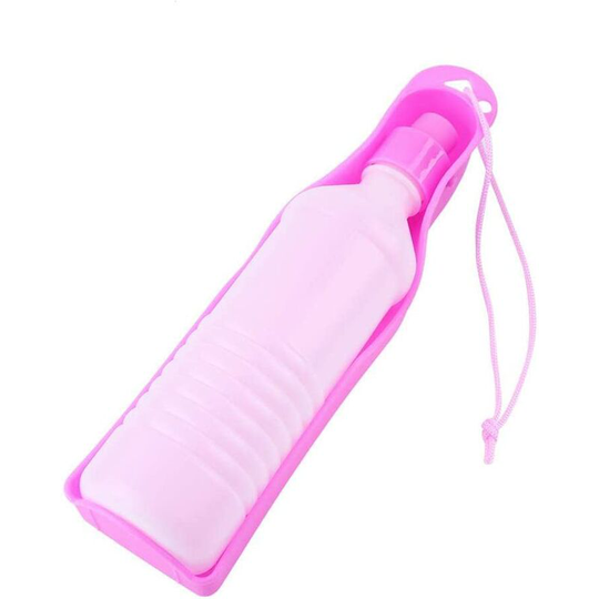 250ml/500ml Water Bottle with Bottle Portable Water Dispenser Plastic Travel Water Bottle for Dog Puppy Cat(Pink 500ml)