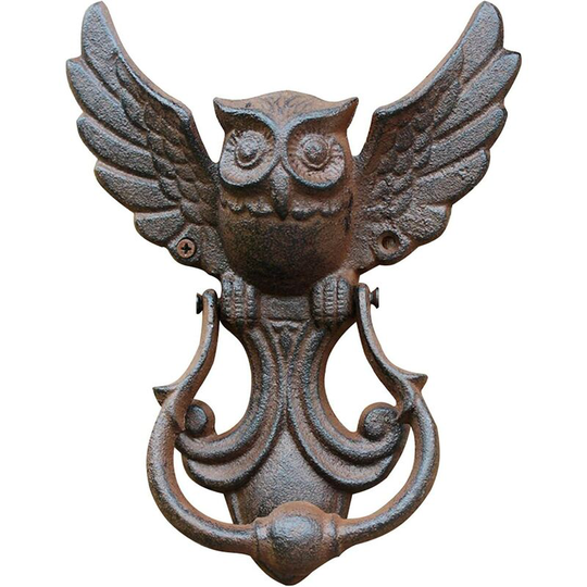 Owl Door Knocker, Vintage Cast Iron Door Knocker Door Handle, Owl Pattern Cast Iron Door Knocker Old Style Decoration