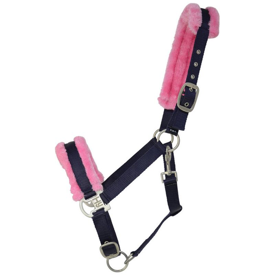 Two Tone Faux Fur Head Collar (Pony) (Navy/Pink) - Navy/Pink - HY
