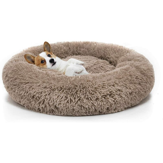 Orthopedic Dog Bed Comfortable Donut Cuddler Round Dog Bed Ultra Soft Washable Dog and Cat Cushion Bed (80cm,Brown) - Langray