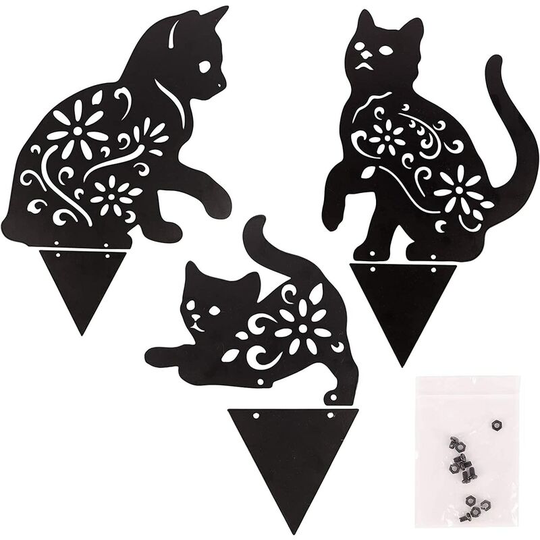 3 Decorative Garden Decorations Metal Garden Stakes for Outdoor Yard Patio (Cat)