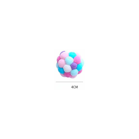 Handmade Cat Toy Ball Colorful Elastic Plush Catnip Interactive Bell Toy Cat Kitten Training Play Chew (Pink Purple Blue)