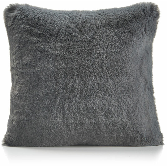 Alan Symonds Faux Rabbit Fur Plush Cushion Cover, Silver, 55 x 55 Cm
