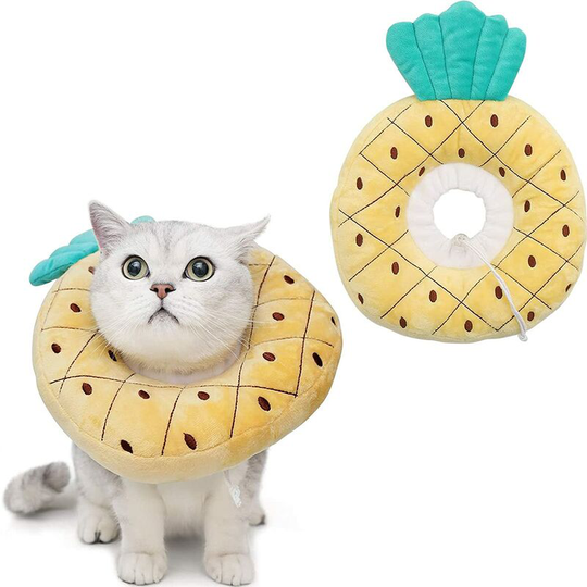 Collars for Cats Dogs Adjustable Comfort Protection Collar Postoperative Collar Recovery Anti-Bite Protection (Pineapple, m)