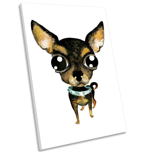 Chihuahua Dog Puppy CANVAS WALL ART Portrait Print Picture White