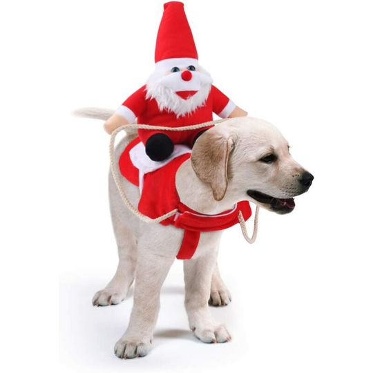 Christmas Dog Coat, Small Dog Coat with Santa on His Cat Red Christmas Dog Sweater