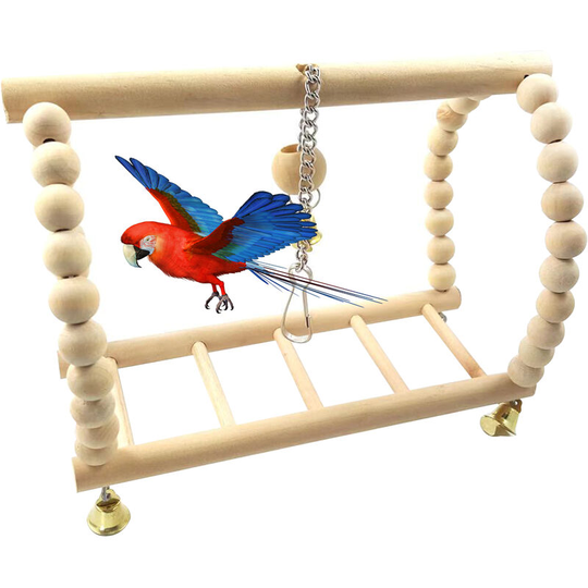Bird Hanging Ladder Bird Swing Toys Birds Bridge Toys Birds Wooden Toys for Parrots Birds,model:Beige