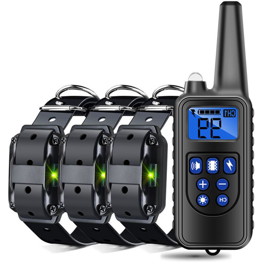 Thsinde - Rechargeable Training Collar for Three Dogs, 800m Remote Control Range, Button Lock and IP67 Water Resistant, Electric Collar with