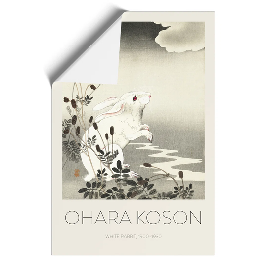 Rabbit at Full Moon by Ohara Koson - Unframed Graphic Art