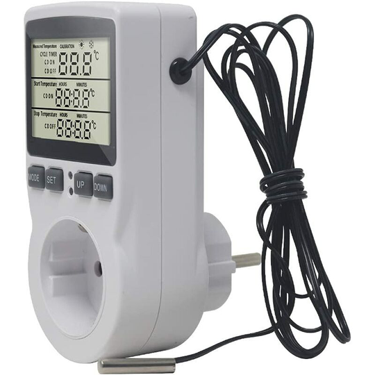 Benobby Kids - Plug Thermostat Digital Temperature Controller Heating Cooling with Probe, lcd Plug Temperature Controller Timer for Aquarium