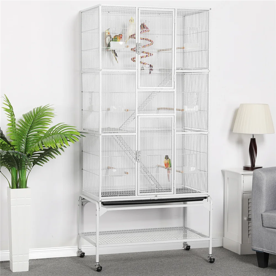 Mercado 175.5cm Iron Flat Top Floor Bird Cage with Wheels
