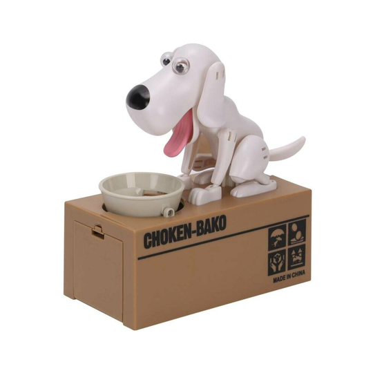 (White) Puppy Bank Coin Money Saving Box Cash Storage Fund