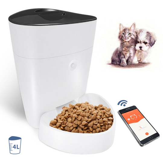 Benobby Kids - Automatic cat feeder with Wifi, 4L cat food timer dispenser, programmable timer, up to 8 feeds per day, for small/medium sized cats