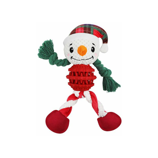 Squeaky Plush Dog Toy Dog Chew Toys with Treat Feeder Ball Christmas