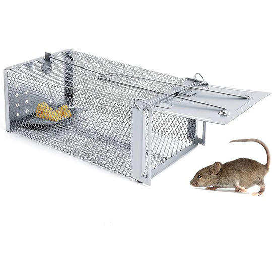 Live Mouse Trap, Catch Trap Cage, Mouse Food Trap, Reusable Rat Trap for Kitchen Warehouse Field Forest (Silver) - Rhafayre