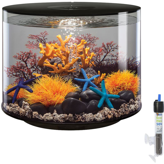 Biorb - Tube 35L Black Aquarium with mcr led Lighting and Heater Pack