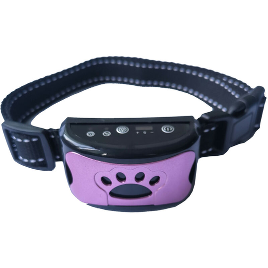 Intelligent automatic adjustment sound vibration bark stop dog training dog collar rechargeable, purple