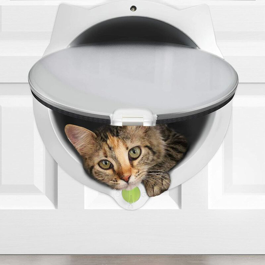 FVO - Pet Cat Flap with 4-Way Lock - for Interior & Exterior Doors, Wall, or Hidden Cat Litter Box - Quick & Easy Installation (White)
